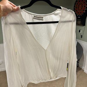 Urban Outfitters White Long Sleeve Blouse